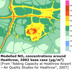 Image of ADMS-Airport Heathrow 2002 base case NO2 concentration